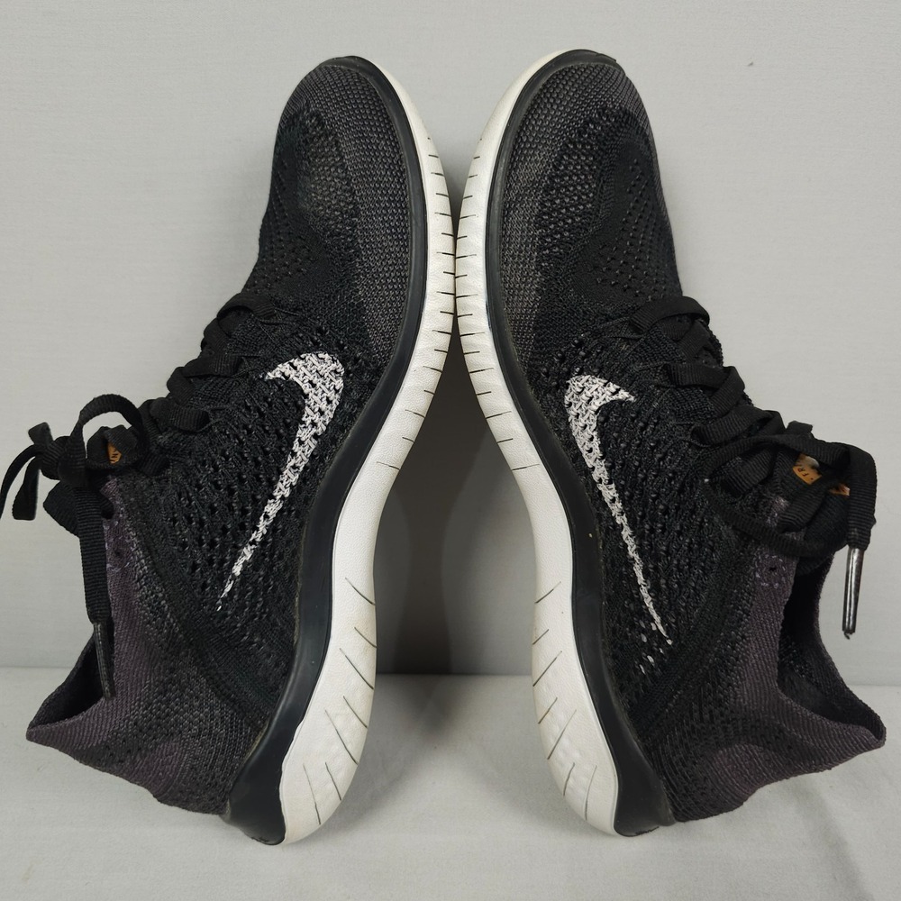 Nike Free RN Flyknit Shoes Women Size 7.5 Black Vast Grey Knit 2018 Running - Picture 9 of 16